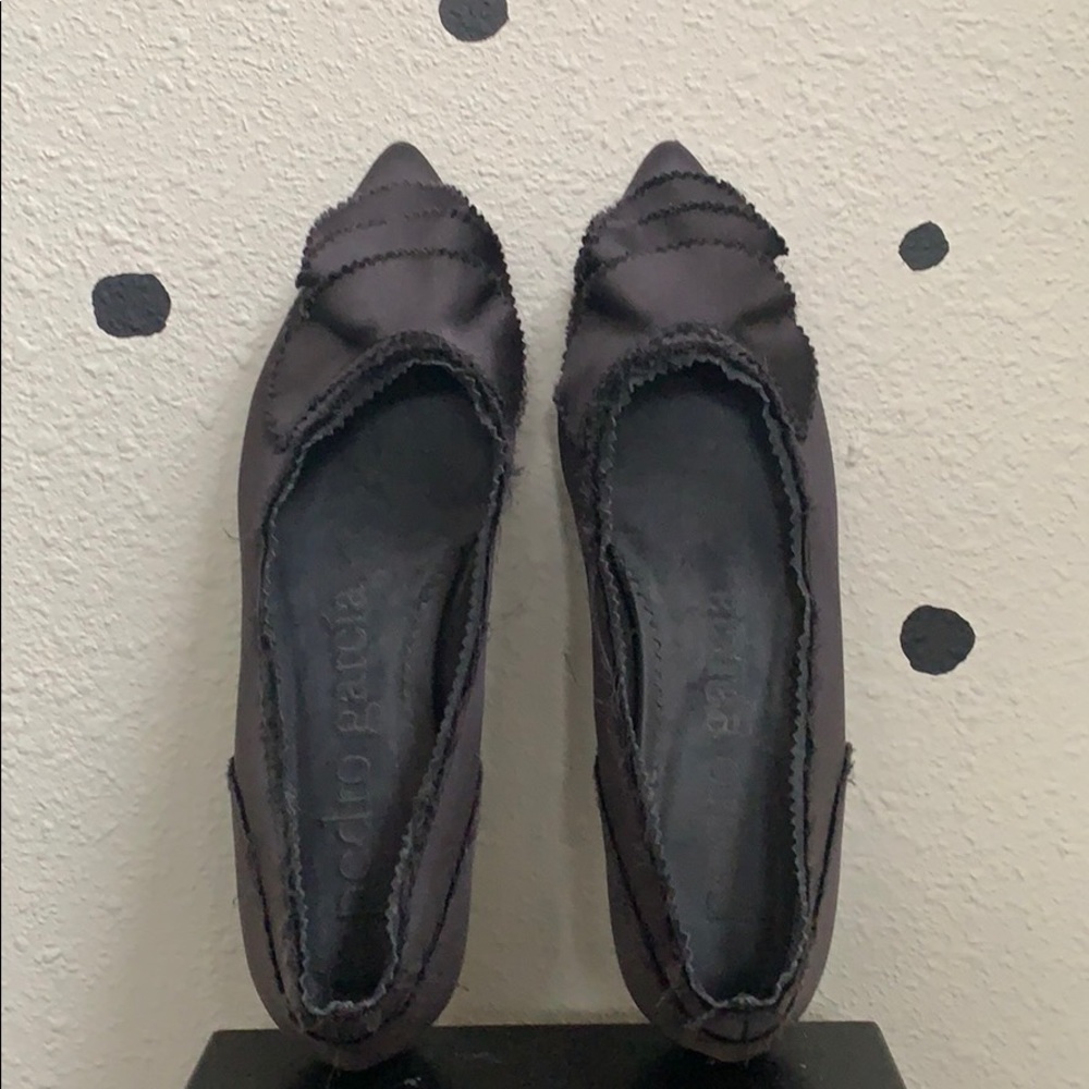 Pedro Garcia Charcoal Satin Flats